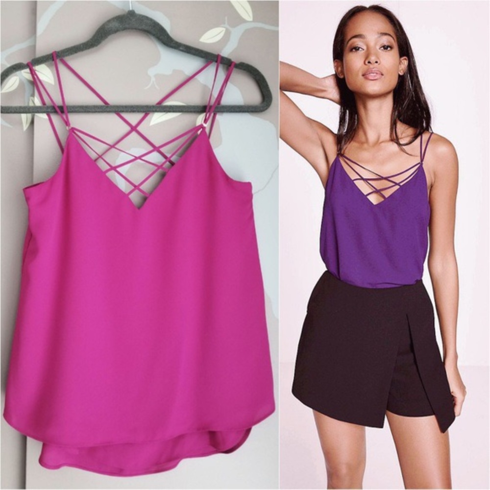 Express Barcelona Cross Front Tank- Berry